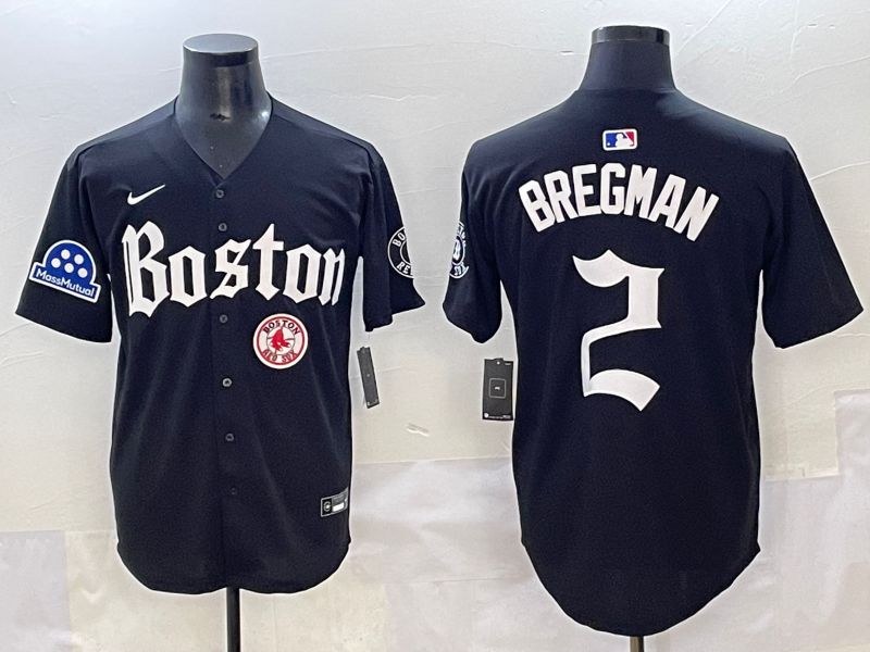 Men 2025 Boston Red Sox 2 Bregman Black Five generations Joint Name Nike MLB Jersey style 23